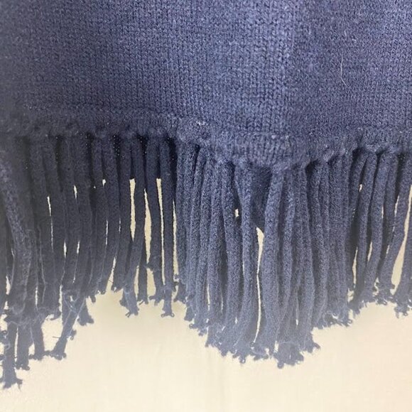 NY Collection Navy Pullover Tribal Print Fringe Sweater Women's Large. - Picture 5 of 8